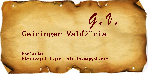 Geiringer Valéria névjegykártya
